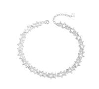 LIUYUYOUGO Sterling Silver Star Bracelet For Women Glossy Hollow Carving Love Heart Adjustable Bangle Luxury Stars Beaded Cuff Wristbands Girls Daughter Mother Jewelry Gift