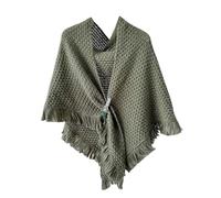 LIUYUYOUGO Triangle Shawl For Women Winter Warm Knitted Scarf Medieval Vintage Knitted Cosy Wrap Shawl Fringed Poncho Irregular Chunky Knit Neckerchief For Mothers Day Gift Army Green