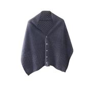 LIUYUYOUGO Women Button Multiway Ponchos Lightweight Hollow Wool Shawl Long Knitted Cardigan Cape Oversized Soft Cashmere Wrap Scarf Evening Party Stole Scarves Coat Light Gray