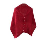 LIUYUYOUGO Women Button Multiway Ponchos Lightweight Hollow Wool Shawl Long Knitted Cardigan Cape Oversized Soft Cashmere Wrap Scarf Evening Party Stole Scarves Coat Burgundy Red