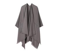 LIUYUYOUGO Women Cardigan Poncho Cape Elegant Shawl Wrap Sweater Coat For Winter Soft Warm Knitted Cape Open Front Scarf Coat Autumn Fashion Ruana Cape Cloak With Pockets Grey