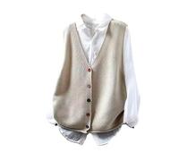 LIUYUYOUGO Women Cotton Sweater Vest V Neck Sleeveless Cardigan Multicolor Button Down Knitted Vests Cute Loose Knit Pullover Tank Tops Autumn Basic Short Knitwear Gilets