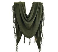 LIUYUYOUGO Women Fringed Triangle Scarf Ethnic Oversized Triangle Shawl Scarf Wrap Stole Large Winter Warm Wool Blend Tassel Cape Poncho Fashion Soft Scarves Festival Gift Army Green