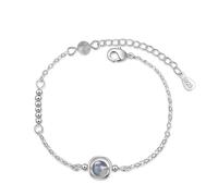 LIUYUYOUGO Women'S 925 Sterling Silver Bracelet Natural Stone Moonstone Beads Bracelets Round Bead Ball Charm Crystal Bangle Yoga Chakra Gemstones Personalized Jewelry