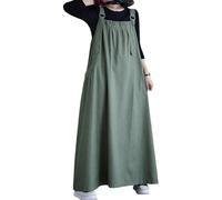LIUYUYOUGO Women's Casual Dresses,Womens Denim Pinafore Dungaree Dress Plus Size Sleeveless Tank Dress Loose Ruched Adjustable Strap A-Line Overall Denim Dress Summer Vintage Big Swing Jean Maxi Dre