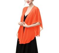 LIUYUYOUGO Womens Chiffon Kimono Cardigans Open Front Oversized Bolero Shrug Sheer Cover Up Summer Lightweight Flowy Ruffles Shawl Tops for Wedding Evening Bridal Bridesmaids Orange