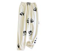 LIUYUYOUGO Womens Fleece Pyjama Bottoms White Cute Panda Flannel Lounge Pants Ultra Soft Fluffy Fuzzy Pajama Pants Winter Warm Sleepwear Loose Pjs Trousers Yoga Pants Girls S