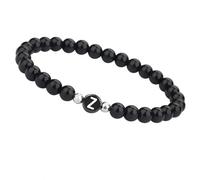 LIUYUYOUGO Women'S Men'S Bead Bracelet With Initial 6Mm Couple Beads Bracelet Natural Stone Black Agate Crystal Elastic Bangle With A-Z Letter Fashion Gemstones Jewelry Letter Z