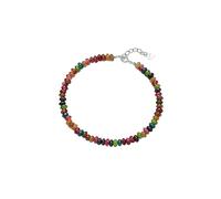 LIUYUYOUGO Women'S Sterling Silver Crystal Bracelet Natural Stone Oblate Beads Bracelets Handmade Yoga Chakra Energy Gemstone Beaded Bangle Bohemia Beach Party Jewelry Gift Tourmaline