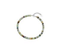 LIUYUYOUGO Women'S Sterling Silver Crystal Bracelet Natural Stone Oblate Beads Bracelets Handmade Yoga Chakra Energy Gemstone Beaded Bangle Bohemia Beach Party Jewelry Gift Amazonite