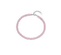 LIUYUYOUGO Women'S Sterling Silver Crystal Bracelet Natural Stone Oblate Beads Bracelets Handmade Yoga Chakra Energy Gemstone Beaded Bangle Bohemia Beach Party Jewelry Gift Rose Quartz