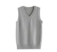 LIUYUYOUGO Women's Sweater Vest Classic V Neck Uniform Kint Vests Solid Pullover Knitwear Tops Sleeveless Jumpers Knit Tank Top Casual Loose Knitted Cotton Sweater Vest