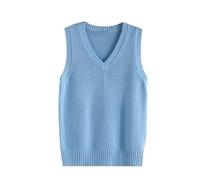 LIUYUYOUGO Women's Sweater Vest Classic V Neck Uniform Kint Vests Solid Pullover Knitwear Tops Sleeveless Jumpers Knit Tank Top Casual Loose Knitted Cotton Sweater Vest