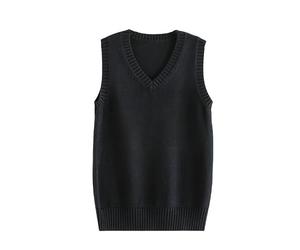 LIUYUYOUGO Women's Sweater Vest Classic V Neck Uniform Kint Vests Solid Pullover Knitwear Tops Sleeveless Jumpers Knit Tank Top Casual Loose Knitted Cotton Sweater Vest