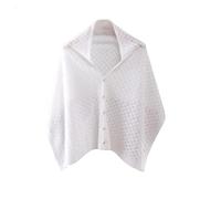 LIUYUYOUGO Wool Crochet Poncho Women Button Multiway Knitted Shawl And Wraps Elegant Soft Warm Cashmere Scarf Coat Autumn Winter Knit Cape Scarves Long Stole Festival Gift White
