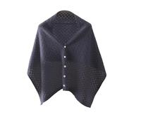 LIUYUYOUGO Wool Shawl And Wraps For Women Button Poncho Elegant Lightweight Hollowed Out Crochet Knitted Cape Scarf Cardigan Coat Oversized Cashmere Scarves Stole Spring Autumn Dark Gray