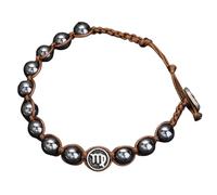 LIUYUYOUGO Zodiac Bracelets For Men Engraved 12 Constellation Charm Hematite Gemstone Beaded Bracelet Classic Handmade Macrame Braided Cuff Wristband Punk Statement Jewelry Virgo