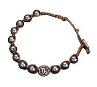 LIUYUYOUGO Zodiac Bracelets For Men Engraved 12 Constellation Charm Hematite Gemstone Beaded Bracelet Classic Handmade Macrame Braided Cuff Wristband Punk Statement Jewelry Capricorn