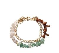 LIUYUYOUGO Zodiac Bracelets For Women 12 Constellations Crystal Chip Stone Beads Bracelet Golden Double Layer Stacking Bangle Star Sign Horoscope Jewelry Birthday Zodiac Gifts Taurus