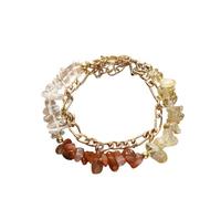 LIUYUYOUGO Zodiac Bracelets For Women 12 Constellations Crystal Chip Stone Beads Bracelet Golden Double Layer Stacking Bangle Star Sign Horoscope Jewelry Birthday Zodiac Gifts Scorpio