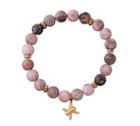LIUYUYOUGO Zodiac Bracelets For Women Men 12 Constellations Charm Pink Zebra Natural Stone Crystal Bracelets Elastic Beads Bangle Horoscope Inspirational Jewelry Gifts Pisces