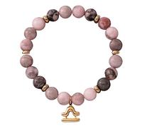 LIUYUYOUGO Zodiac Bracelets For Women Men 12 Constellations Charm Pink Zebra Natural Stone Crystal Bracelets Elastic Beads Bangle Horoscope Inspirational Jewelry Gifts Libra