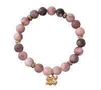 LIUYUYOUGO Zodiac Bracelets For Women Men 12 Constellations Charm Pink Zebra Natural Stone Crystal Bracelets Elastic Beads Bangle Horoscope Inspirational Jewelry Gifts Aquarius