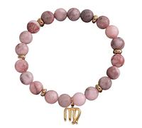LIUYUYOUGO Zodiac Bracelets For Women Men 12 Constellations Charm Pink Zebra Natural Stone Crystal Bracelets Elastic Beads Bangle Horoscope Inspirational Jewelry Gifts Virgo