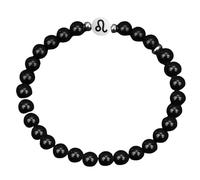 LIUYUYOUGO Zodiac Gemstone Bracelet For Women 6Mm Natural Stone Black Obsidian Beaded Bracelets 12 Constellations Charm Star Sign Horoscope Bangle Friendship Jewelry Gifts Leo