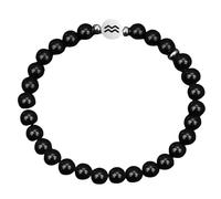 LIUYUYOUGO Zodiac Gemstone Bracelet For Women 6Mm Natural Stone Black Obsidian Beaded Bracelets 12 Constellations Charm Star Sign Horoscope Bangle Friendship Jewelry Gifts Aquarius