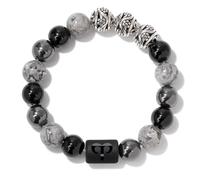 LIUYUYOUGO Zodiac Sign Crystal Bracelet For Women Men Natural Map Stone Beaded Bracelets Antique Rotating Fortune Charm 12 Constellations Horoscope Astrology Bangle Jewelry Gifts Aries