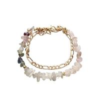 LIUYUYOUGO Zodiac Sign Gemstone Bracelet For Women Irregular Crystal Chip Natural Stone Bracelets Fashion Double Layer Curb Chain 12 Constellations Bangle Chakra Jewelry Gift Capricorn