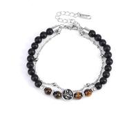 LIUYUYOUGO Zodiac Signs Black Onyx Beaded Bracelet For Women Men Natural Tiger Eye Stone Crystal Bracelets Retro Double Layer Chain 12 Constellations Bangle Jewelry Gift Scorpio