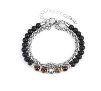 LIUYUYOUGO Zodiac Signs Black Onyx Beaded Bracelet For Women Men Natural Tiger Eye Stone Crystal Bracelets Retro Double Layer Chain 12 Constellations Bangle Jewelry Gift Cancer