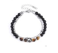 LIUYUYOUGO Zodiac Signs Black Onyx Beaded Bracelet For Women Men Natural Tiger Eye Stone Crystal Bracelets Retro Double Layer Chain 12 Constellations Bangle Jewelry Gift Aquarius