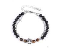 LIUYUYOUGO Zodiac Signs Black Onyx Beaded Bracelet For Women Men Natural Tiger Eye Stone Crystal Bracelets Retro Double Layer Chain 12 Constellations Bangle Jewelry Gift Libra