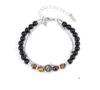 LIUYUYOUGO Zodiac Signs Black Onyx Beaded Bracelet For Women Men Natural Tiger Eye Stone Crystal Bracelets Retro Double Layer Chain 12 Constellations Bangle Jewelry Gift Virgo