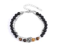 LIUYUYOUGO Zodiac Signs Black Onyx Beaded Bracelet For Women Men Natural Tiger Eye Stone Crystal Bracelets Retro Double Layer Chain 12 Constellations Bangle Jewelry Gift Sagittarius