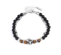 LIUYUYOUGO Zodiac Signs Black Onyx Beaded Bracelet For Women Men Natural Tiger Eye Stone Crystal Bracelets Retro Double Layer Chain 12 Constellations Bangle Jewelry Gift Taurus