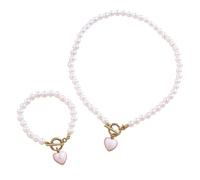 LIUZIKUN Necklace Bracelet Set Imitation Pearls Necklace Heart Pendant Necklace Beaded Bracelet Cool Girl Necklace Suitable For Elegant Outfits