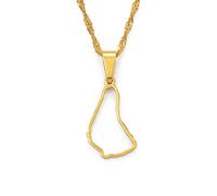LIUZIXI Barbados Island Map Pendant Necklace - Charm Ethnic Outline Country Map Pendant - Patriotic National Trendy Jewelry For Men Women Anniversary Party Gift,Gold