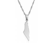 LIUZIXI Israel And Palestine Map Pendant Necklace - Charm Hip Hop Country Map Pendant For Women Men - Polishing Thin Chain Friendship Jewelry, Silver, One Size