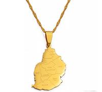 LIUZIXI Mauritius Map Pendant Necklace - Ethnic Charm Country Map Necklaces With City Name - For Men Women Hip Hop Maps Thin Chain Trendy Jewelry Gift,Gold