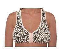 Liv Lingerie GEMM Front Fastening Cotton Rich Bra for Ladies Women Non Wired Post Surgery Soft Stretch in Multiple Colour Choices Regular to Plus Sizes Easy Open Comfort Wirefree (38, Animal Print)