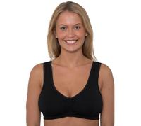 Liv Lingerie GEMM Front Fastening Cotton Rich Mastectomy Bra with Pockets for Ladies Women Non Wired Post Surgery Soft Stretch Regular to Plus Sizes Easy Open Comfort Wirefree (44, Black)