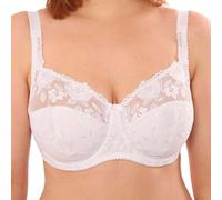 Liv Lingerie GEMM Underwired Bra White Full Cup Coverage Regular & Plus Size Firm Hold Pretty & Elegant for Ladies Women with Intricate Embroidery & Delicate Lace Trim (42DD, White)