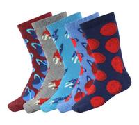 Liv Lingerie Novelty Cotton Rich Childrens Socks Space Rocket Camouflage Monster Multipack 5 Pairs (Colour: Space/Rockets, UK 12.5-3.5)