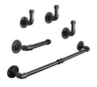 Livabber 5 Pieces Industrial Pipe Bathroom Towel Rack Set, Bathroom Hardware Include 18 Inch Towel Bar, Toilet Paper Holder, Wall Mounted Heavy Duty Rustic Iron Decor Accessories Kit , Black