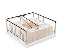 Livabber Flat Napkin Holder, Metal Kitchen Napkin Storage with Weighted Tension Arm Rustic Tissue Paper Dispenser for Countertop, Table Kitchen, Dining Room (With Marble Base, Chrome)