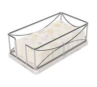 Livabber Guest Napkin Holder, Metal Bathroom Paper Hand Towel Storage Modern Napkin Tray Caddy for Countertop, Table Kitchen, Dinning Room (Chrome, Marble Base)